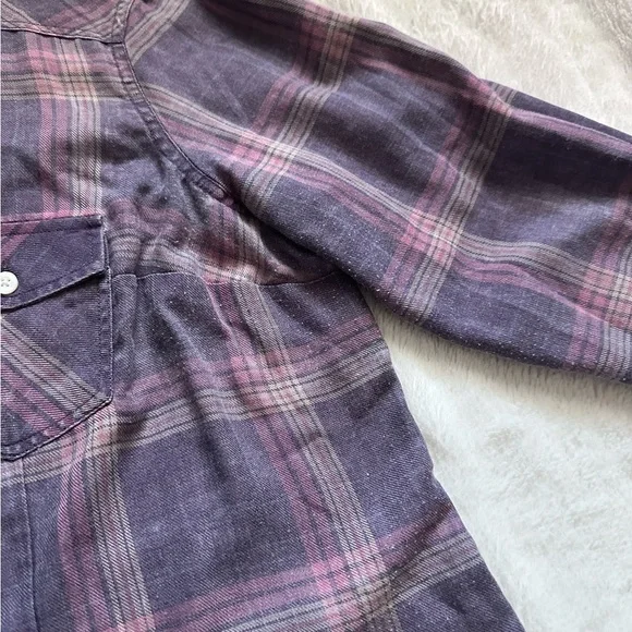 TORRID PURPLE PINK PLAID BUTTON DOWN SHIRT SIZE 00 NEW WITHOUT TAGS. - Picture 7 of 10